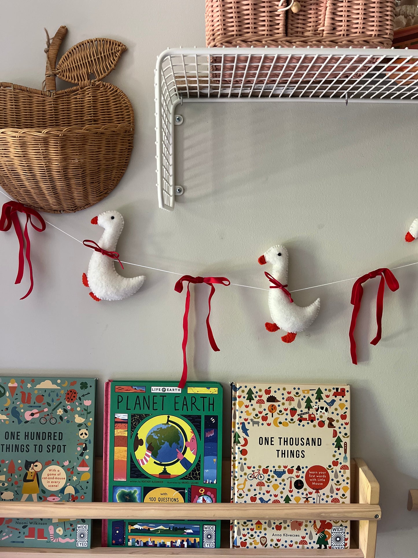 Geese garland party decor nursery decor with red bows