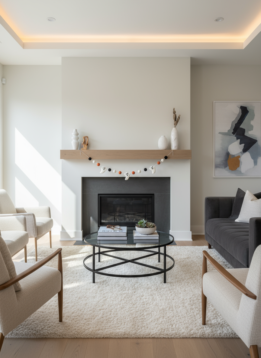 Felt ghosts and balls garland