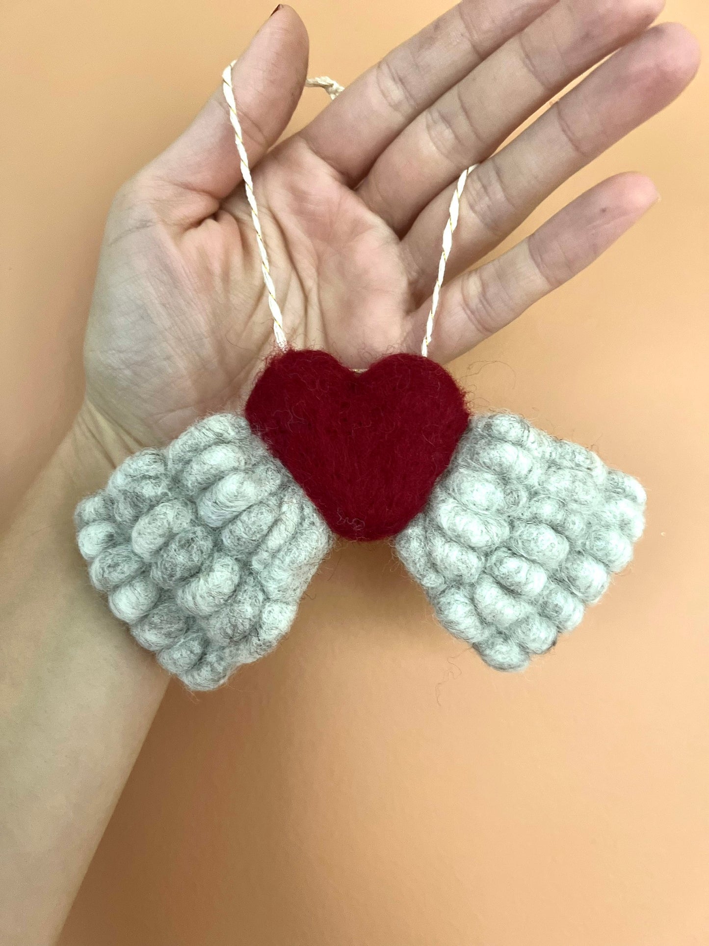 Felt heart with wings