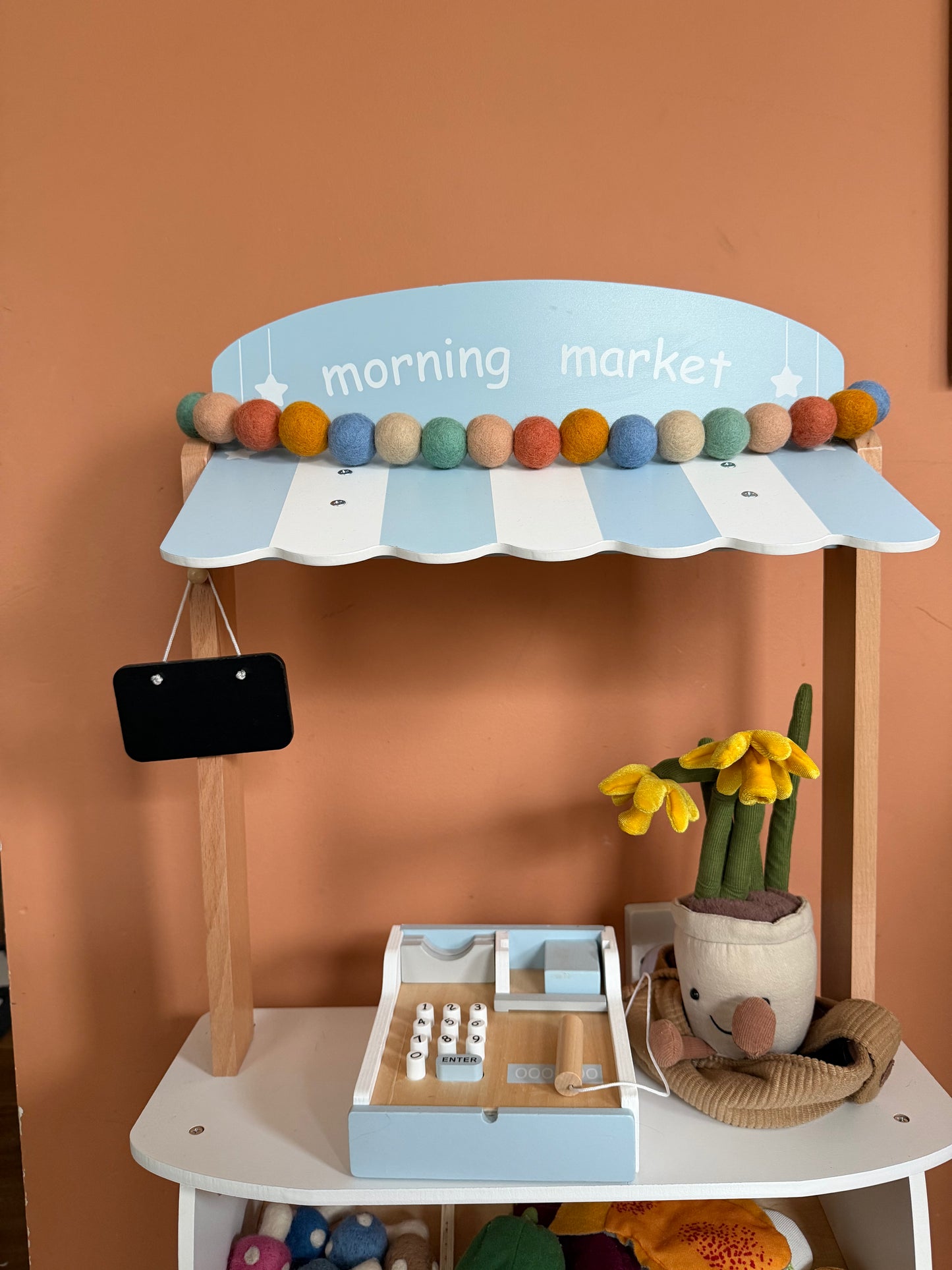 Muted rainbow felt ball garland