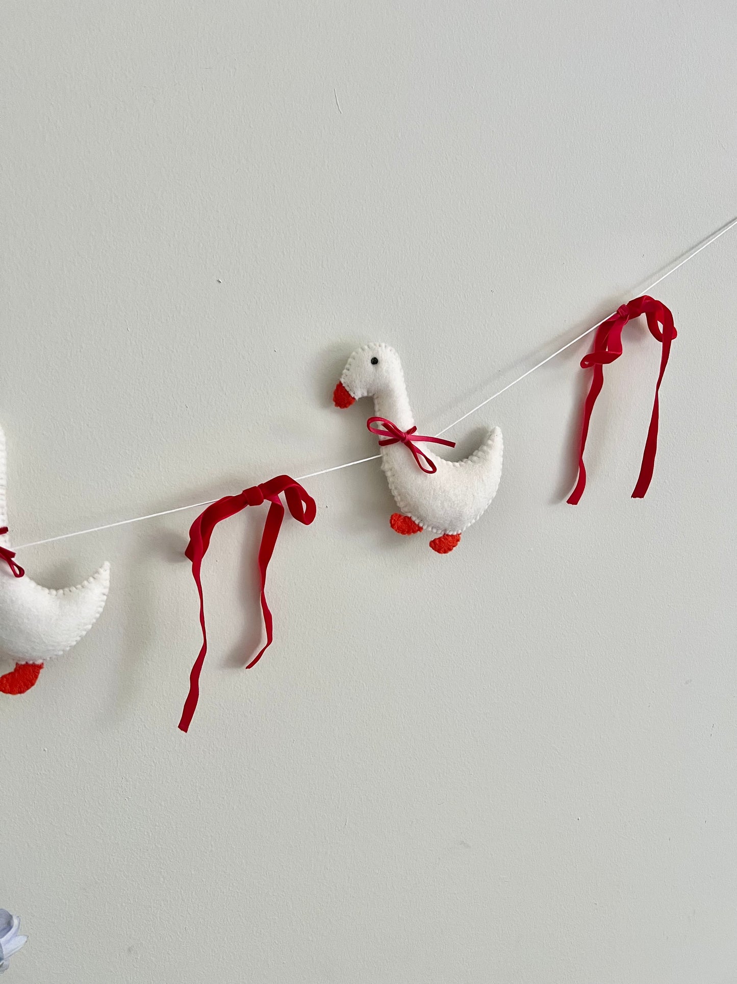Geese garland party decor nursery decor with red bows