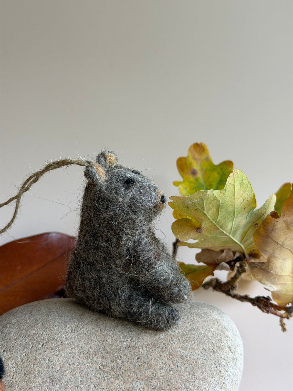 Grey Felt Bear Hanging Decor