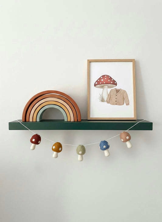 Rainbow mushroom garland