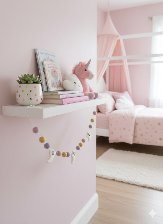 Felt ghosts and balls garland pink
