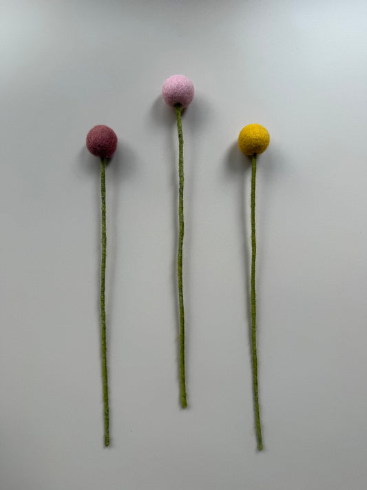 Billy Buttons (Craspedia) Felt Flower