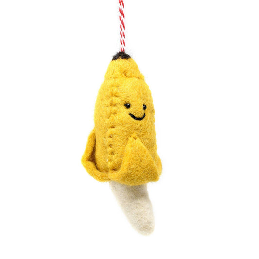Felt Banana Christmas Ornament - 100% Wool Decor